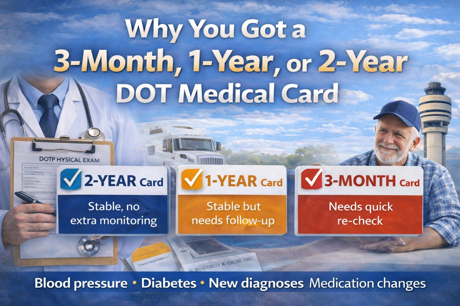DOT medical card length explained: 2-year vs 1-year vs 3-month certification
