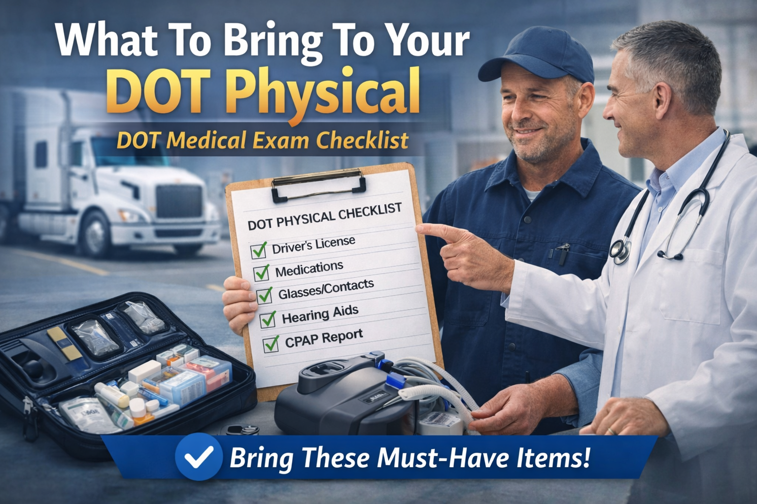DOT physical checklist for CDL drivers preparing for medical exam